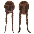 thumbnail image 1 of Mufeng Brown Womens Fairytale Princess Cosplay Wig with Double Braids Breathable Mesh Cap Synthetic Brown One Size, 1 of 9