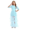 thumbnail image 1 of Mufeng Flower Girl Dresses for Wedding Floral Lace Bodice Ruffled Tulle Princess Ball Gown Kids Prom Light Blue 6, 1 of 5