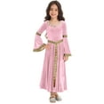 thumbnail image 1 of Mufeng Girls Renaissance Queen Gown Velvet Vintage Medieval Princess Long Maxi Dress Pink 8, 1 of 6