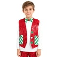 thumbnail image 1 of Mufeng Kids Boys Christmas Elf Outfit Sparkly Sequins Santa Helper Waistcoat Vest With Bow Tie Xmas Red 4, 1 of 7