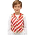 thumbnail image 1 of Mufeng Kids Boys Dressy Vests for Christmas Notched Lapel Waistcoat Candy Cane Striped Holiday Party Red White 16, 1 of 7