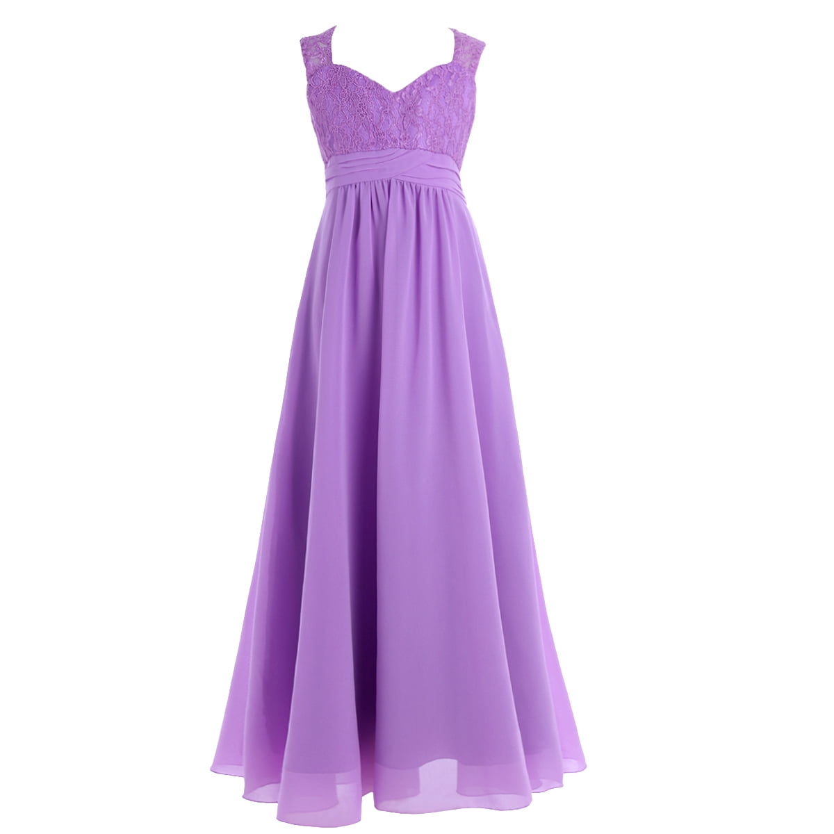 Mufeng Kids Flower Girl Dresses Floral Lace Wedding Evening Bridesmaid Party Dress Chiffon