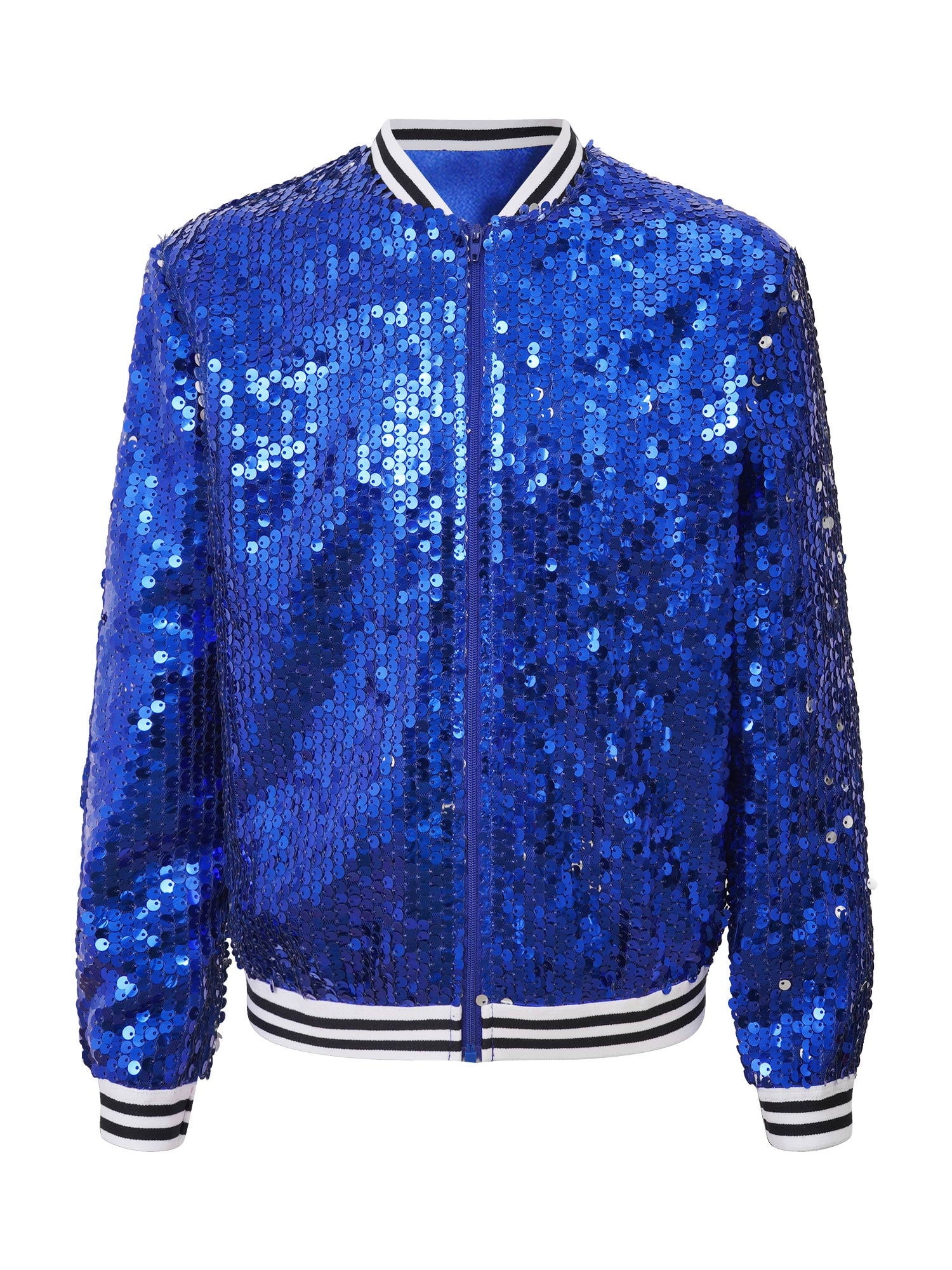 Mufeng Kids Girl's Sequin Baseball Jacket Long Sleeve Fullzip Bomber