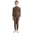 thumbnail image 1 of Mufeng Kids Girls Long Sleeve Dance Outfit Full Length Unitard Leotard Bodysuit Gymnastic Jumpsuit Brown 5XL, 1 of 8