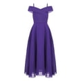 thumbnail image 1 of Mufeng Kids Girls Off Shoulder Long Dress Bridesmaid Wedding Pageant Flower Dress Pageant Formal Gowns Purple 16, 1 of 6