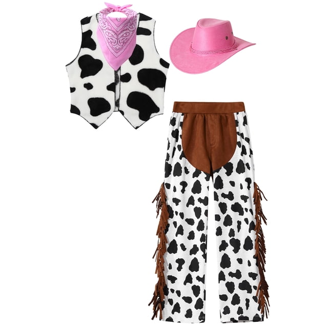 Comic Rodeo Costumes Mufeng Kids Western Rodeo Cowboy Cowgirl Costume Boys Girls Cow Print ...