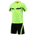 thumbnail image 1 of Mufeng Men's Referee Uniform Football Training T-shirts Outfit Soccer Jersey Top with Pockets Shorts Fluorescent Green XL, 1 of 7