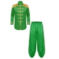 thumbnail image 1 of Mufeng Men's Sergeant Pepper Jacket Musician Cosplay Jacket Zipper Front Satin Jacket Coat with Harem Pants Green XXL, 1 of 5