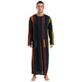 thumbnail image 1 of Mufeng Men's Thobe Muslim Loose Fit Stripe Robe Islamic Robe Multicolor Arabic Thobe with Pocket Red Green L, 1 of 6