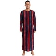 thumbnail image 1 of Mufeng Men's Thobe Muslim Loose Fit Stripe Robe Islamic Robe Multicolor Arabic Thobe with Pocket Red XL, 1 of 6