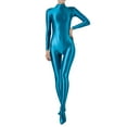thumbnail image 1 of Mufeng Women's Glossy Bodystocking Mock Neck Long Sleeve Full Body Bodysuit Jumpsuit Unitards Dark Green XL, 1 of 5