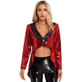 thumbnail image 1 of Mufeng Women's Sparkle Sequin Victorian Steampunk Tailcoat Ringmaster Circus Show Jacket Party Wear Red 3XL, 1 of 7