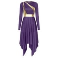 thumbnail image 1 of Mufeng Womens Liturgical Praise Dance Dress Color Block Long Sleeves Church Worship Lyrical Costume Purple XXL, 1 of 7