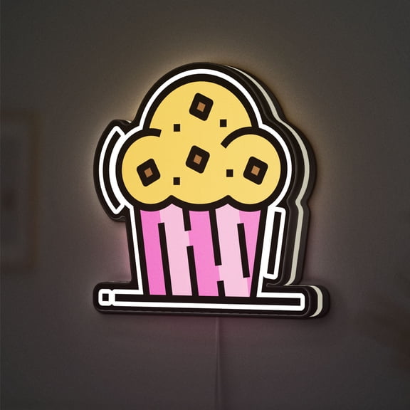 Muffin 3D Novelty Light Box, Sweet Bakery Dessert Light for Kitchen or Cafe Decor (Width 8 inch, 20cm)
