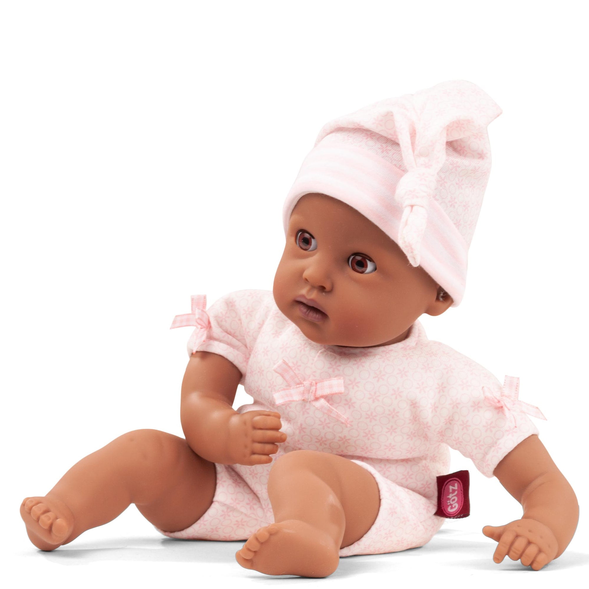 Gotz: Muffin To Dress Baby: Cutie - 13" African American Doll, Soft Pink Floral Outfit & Sock Hat, Soft Body, Sleepy Eyes, Collectible Toy, Kids 18mo+