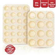 Muffin Cupcake Baking Pan, 24 Cup Small/Mini, 12 Cup Standard/Regular, Nonstick Silicone, BPA Free