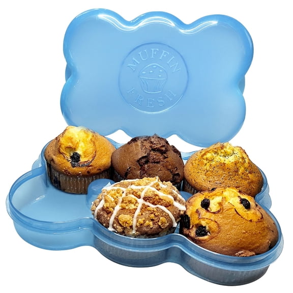 Muffin Fresh Muffin and Cupcake Storage Container with Lid, Airtight, Reusable, Holds 6, Freezer and Microwave Safe