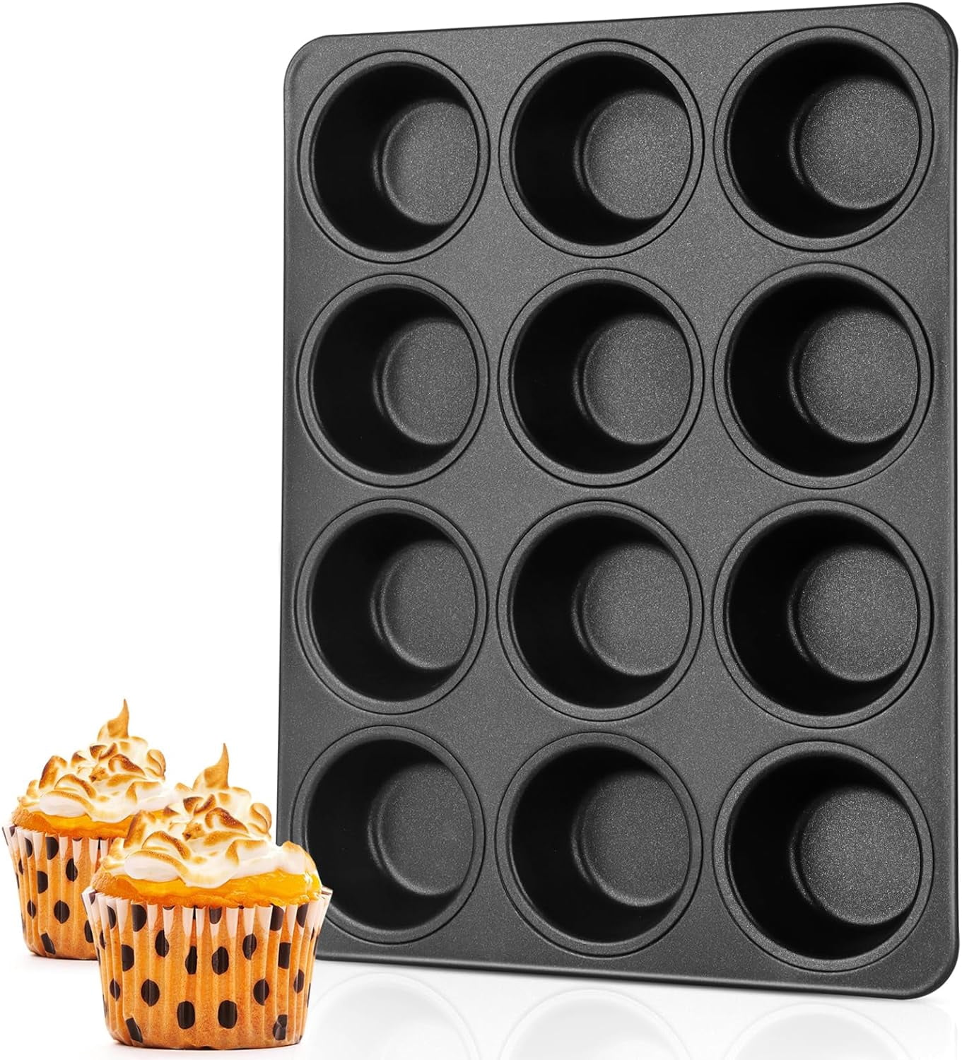 Muffin Pan, 12 Cup Muffin Tin Cupcake Baking Pan with Stainless Steel ...