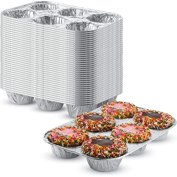 Muffin Pan | 6-Cup Cupcake Aluminum Pans Favorite Muffin Tin Size for Baking Cupcakes (200)