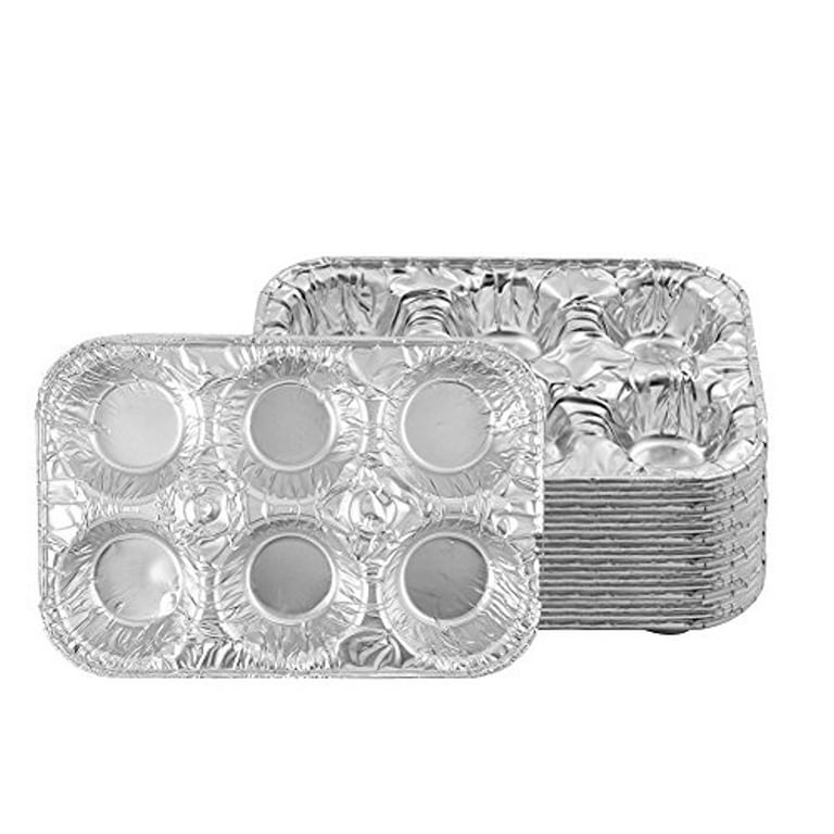 [150 Pack] Aluminum 6-Cup Muffin Pan - Disposable Aluminum Cupcake Pans - Strong, Durable, Reusable, Recyclable - Muffin Tin Great for Baking Cupcakes