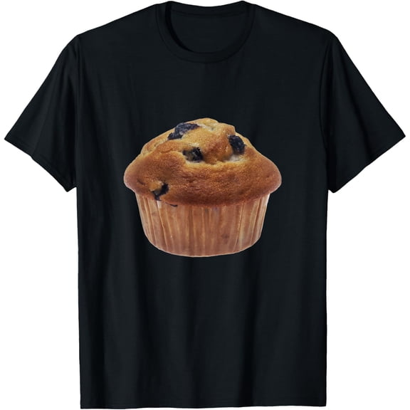 Muffin with Blueberries T-Shirt Men women T-shirt black, gift. Sizes: S, M,L, XL, 2XL, 3XL, 4XL