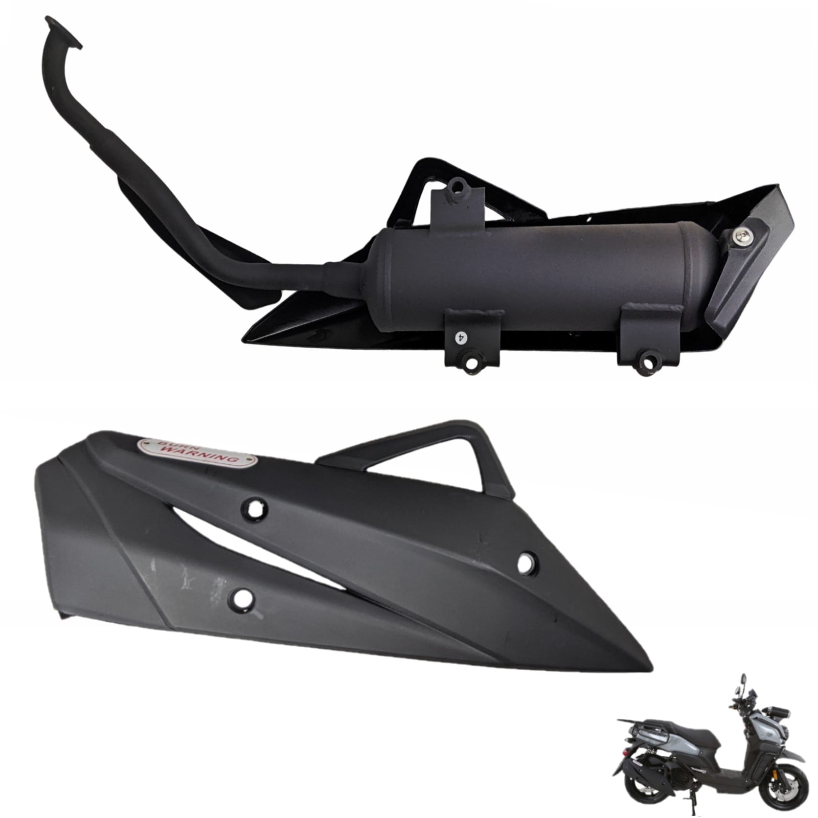Muffler Exhaust Header Tail Pipe with Heat Shield Assembly