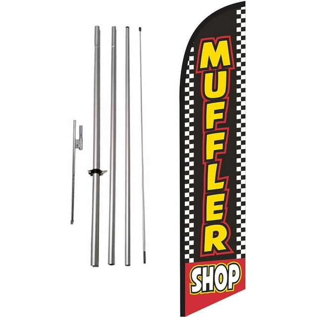 Muffler Shop 15ft Banner Swooper Flag Kit INCLUDES 15FT POLE KIT w