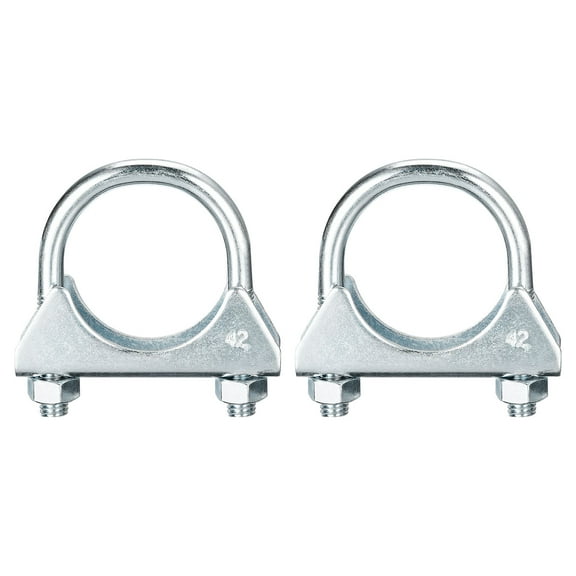 Muffler U-Bolt Clamps for 42mm Diameter Pipe, 2 Pack Saddle Type U-bolt Clamps