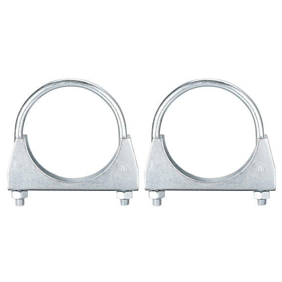 Muffler U-Bolt Clamps for 76mm Diameter Pipe, 2 Pack Saddle Type U-bolt Clamps
