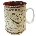 thumbnail image 1 of Mug Aruba Souvenir Gift Coffee Cup Antique Brown Island Map Embossed Ceramic 11 oz Tea Mugs, Best Aruba Gift for Coffee Tea Lover/Addicts (Aruba), 1 of 1