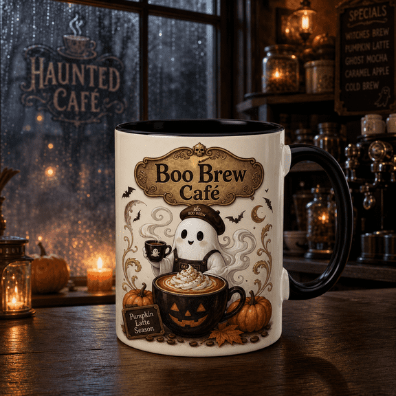 Mug Boo Brew Cafe Halloween Coffee Design for Morning Coffee Halloween Coffee Lovers