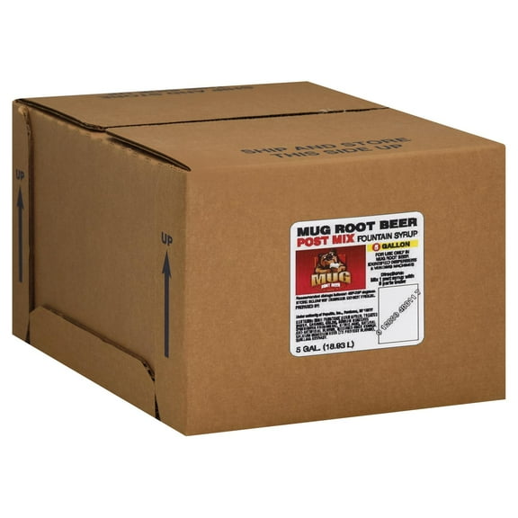 Mug Caffeine Free Root Beer Fountain Syrup Soda Pop, 5 Gallon Bag-in-Box