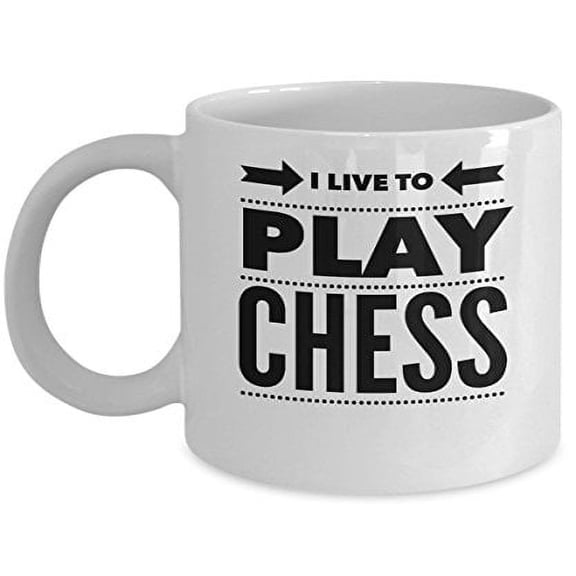 Chess 11 oz Coffee Mug - I Live To Play White Ceramic Gift