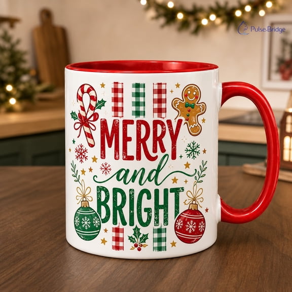 Mug Christmas Coffee Mug Gifts Ceramic Red Handle Holiday Drinkware
