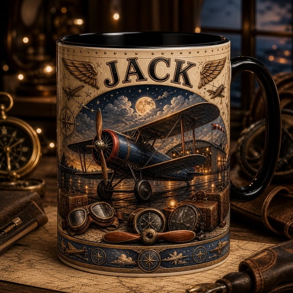 Mug Classic Propeller Airplane Coffee Cup for Pilots and Aviation Fans