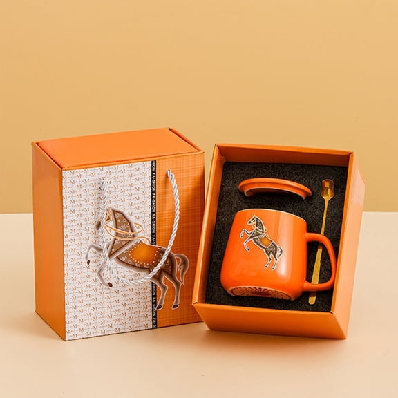 Mug Coffee Mug 350ml Capacity Water Cup Horse Patterns Gift Box Packaging Ceramic Cup Gift Family Gift