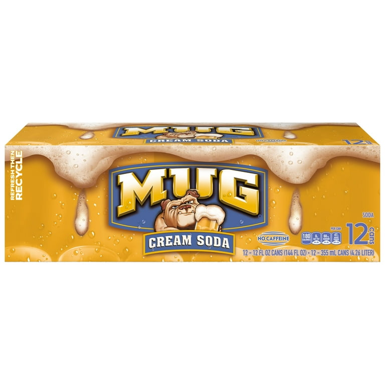 Mug Cream Soda Pop Caffeine Free, 12 oz, 12 Pack Cans