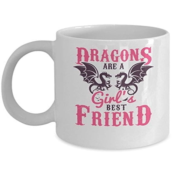 Dragon 11 oz Coffee Mug - Are Girl's Best Friend White Ceramic Gift