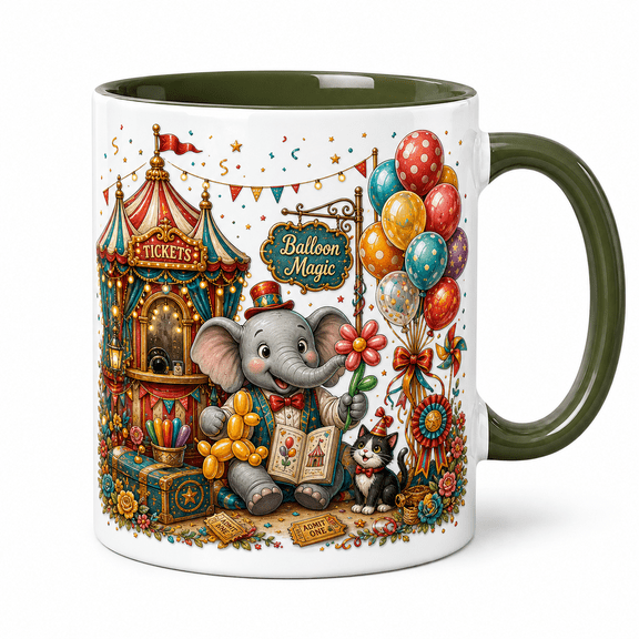 Mug Elephant Carnival Ceramic Coffee Cup for Tea Breaks and Circus Lovers