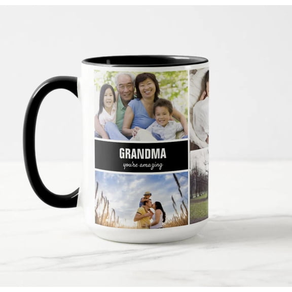 Mug For Grandma Family Photo Collage Personalized, Bekilab, Bekilab Ceramic Coffee Mug, 11oz 15oz Gift