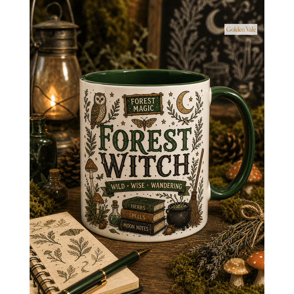 Mug Forest Witch Magic Ceramic-Style Coffee Cup for Cozy Rituals and Nature Lovers