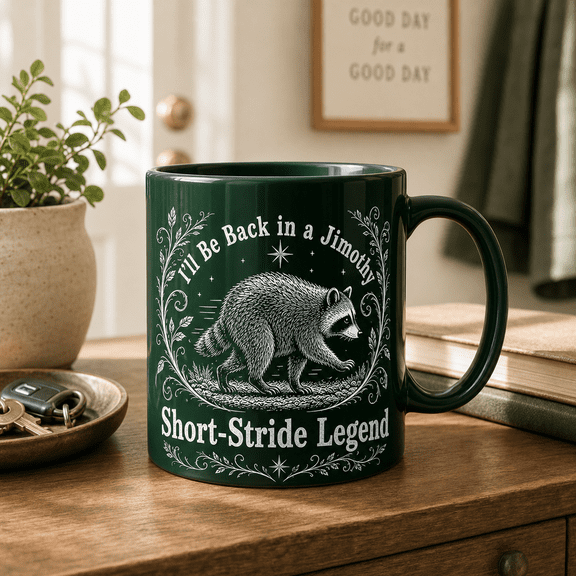 Mug Funny Jimothy Raccoon Ceramic Coffee Cup for Desk or Kitchen Animal Humor Gift
