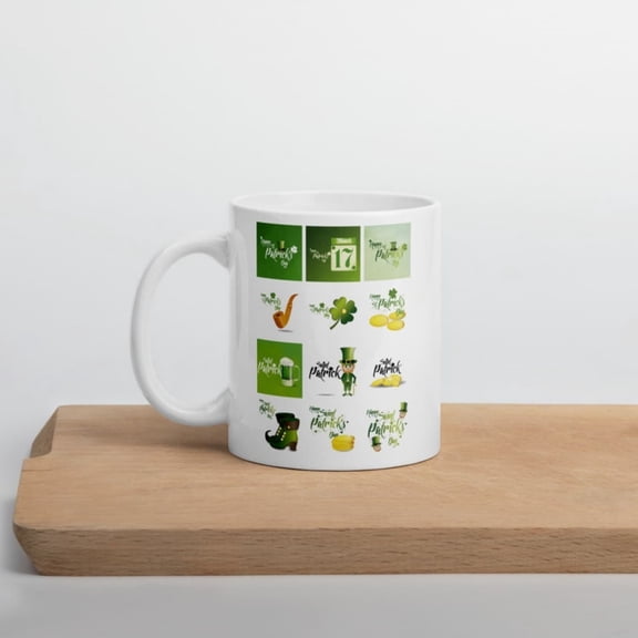 Mug, Gif, Four Leaf Clover, leaf clover, St. Patrick's Day, Irish, Mug, Pernalized, Custom, Gift, Coffee Mug, Lucky.