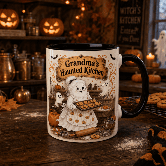 Mug Grandma's Haunted Kitchen Halloween Coffee Cup for Fall Baking Grandma Gift
