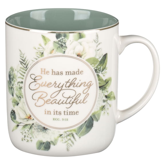 Mug Green Floral Everything Beautiful Ecc. 3:11, (Hardcover)