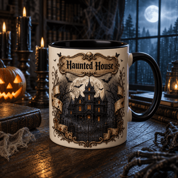 Mug Haunted House Halloween Ceramic Coffee Cup for Fall Sips Halloween Fans