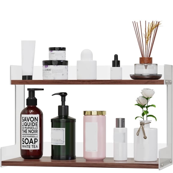 Mug Holder Countertop Coffee Station Organizer, Acrylic Shelf for Coffee Bar Accessories, Multi-Functional Standing Shelf for Tea Bags Sugar Condiment Storage Caddy for Kitchen Home Office