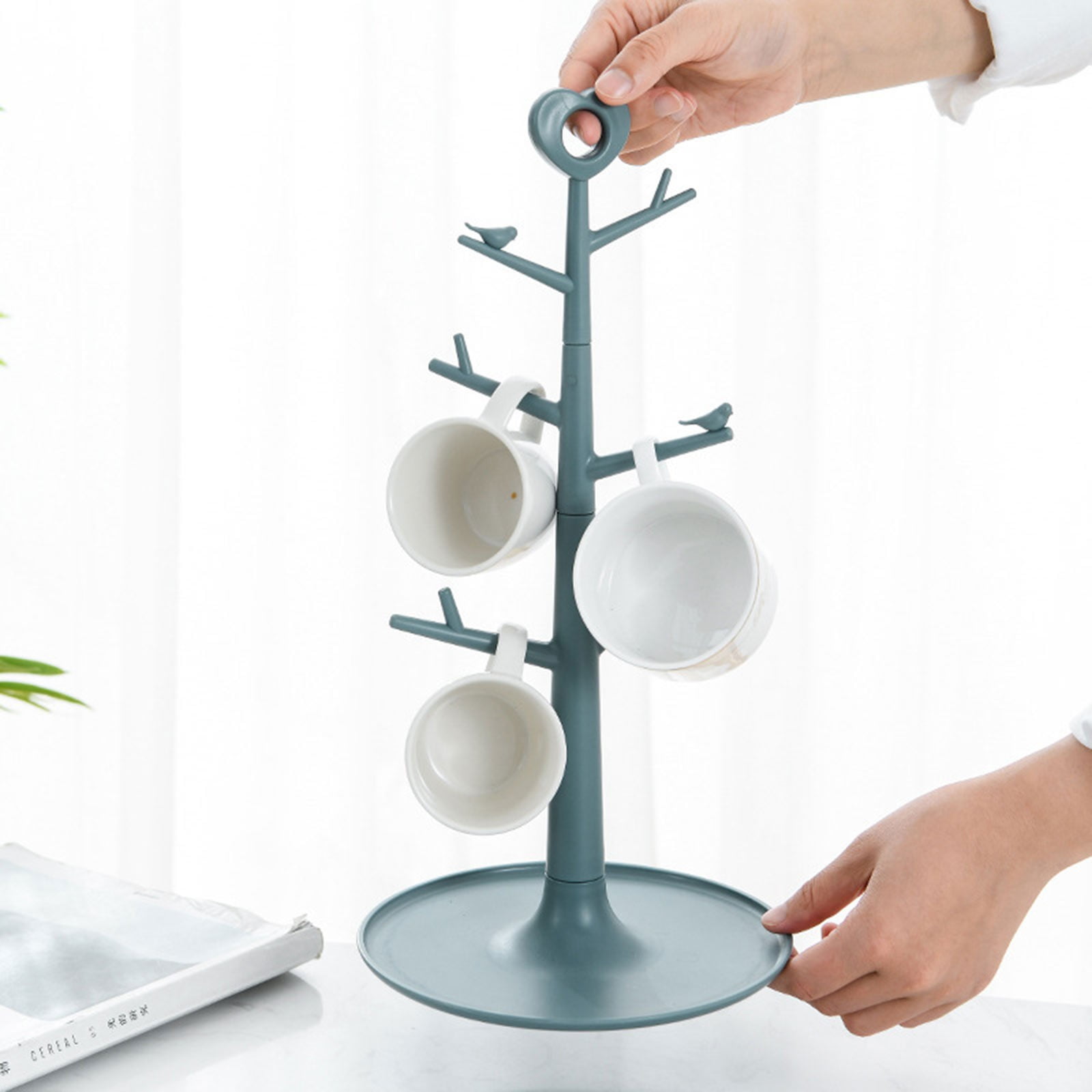 BOOKZON Mug Holder – Countertop Mug Tree For Coffee Cup Storage, Midnight Black Kitchen Organizer - View #2