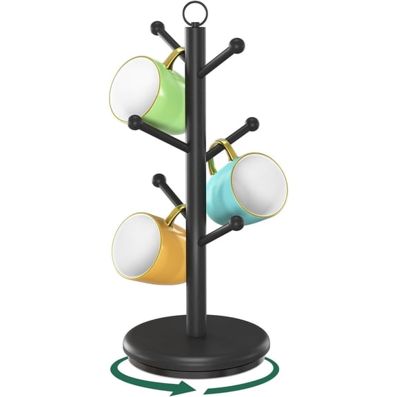 Mug Holder Tree  360? Rotating Coffee Cup Display Rack with 6 Hooks for  Kitchen Counter, Upgrade  Mug Stand Station Organizer, Building Your Dream Coffee Corner, Black