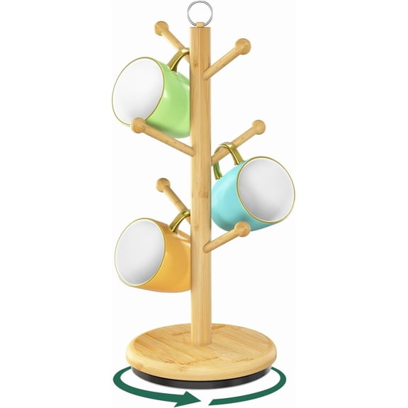 Mug Holder Tree 360? Rotating Coffee Cup Display Rack with 6 Hooks for Kitchen Counter, Upgrade Mug Stand Station Organizer, Building Your Dream Coffee Corner